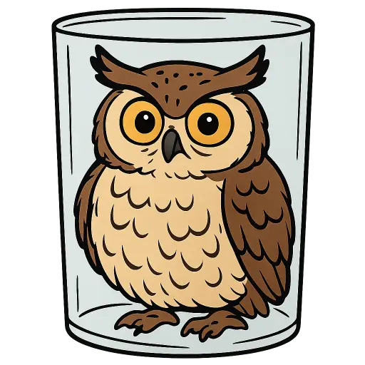 Owl with glass